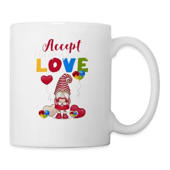 Akzeptieren Verstehen Liebe Autismus Bewusstsein - Tasse - Weiß - Rechts