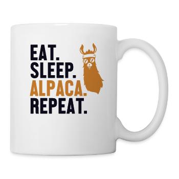 Manger Dormir Alpaga Répéter Huacaya Pako Lama Alpaga - Mug blanc - blanc - Droite