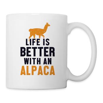 La vie est plus belle avec un alpaga Lama Huacaya Pako - Mug blanc - blanc - Droite