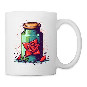 A glass jar with roses - Mug - white - Right