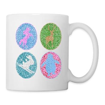 Licorne, Cerf, Lièvre, Pingouin, Figure De L’ombre - Mug blanc - blanc - Droite