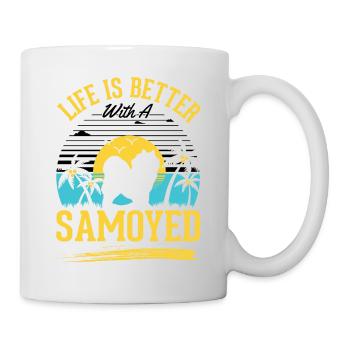 Life is better with a Samoyedne - Mug - white - Right