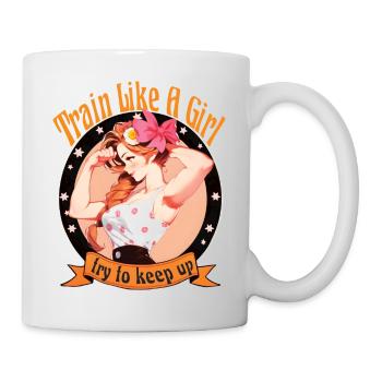 Entraînez-vous comme une fille essayez de suivre une femme pin-up - Mug blanc - blanc - Droite