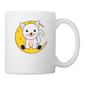 Chat de la lune Animaux mignons pour les enfants pour la nuit - Mug blanc - blanc - Droite