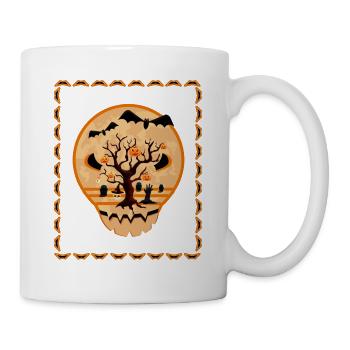 Illustration Happy Spooky Halloween Ghost Skull - Mug - white - Right