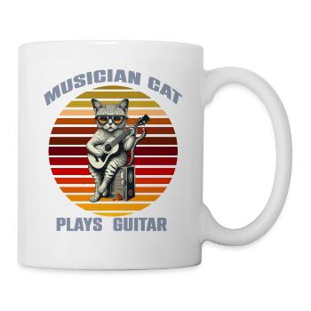 funny t-shirt:Cat Musician Guitar T-shirt! 🎸🐱 - Mug - white - Right