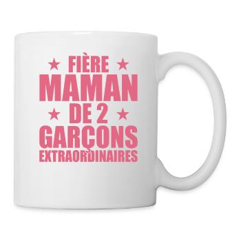 Fière Maman de 2 Garçons Extraordinaire - Cadeau - Mug blanc - blanc - Droite