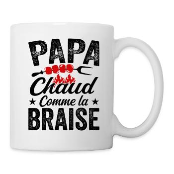 Papa Chaud Comme La Braise, Cadeau Humour Barbecue - Mug blanc - blanc - Droite