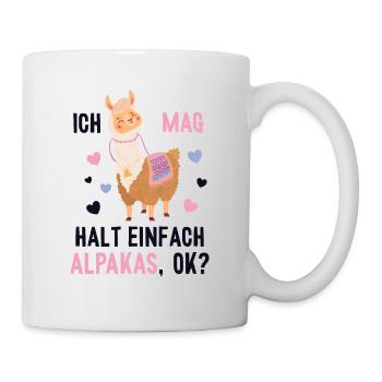 Ich mag einfach Alpakas Pako Lama Huacaya Alpaca - Tasse - Weiß - Rechts