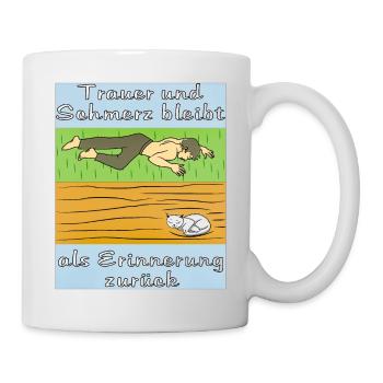 MENSCH TRAURIG KATZE - Tasse - Weiß - Rechts