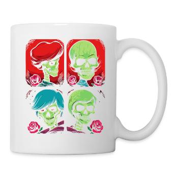 Image de dessin animé Pop Art de crânes et de Roses - Mug blanc - blanc - Droite