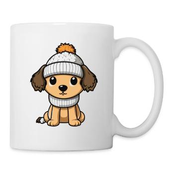 Hund Winter Comic Niedlich - Tasse - Weiß - Rechts