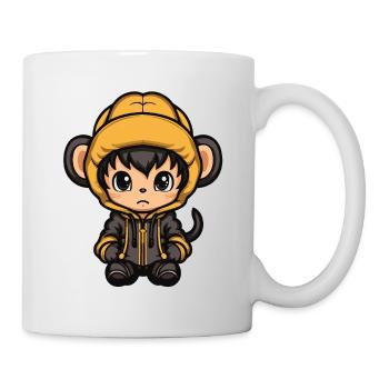 Affe Winter Comic Niedlich - Tasse - Weiß - Rechts