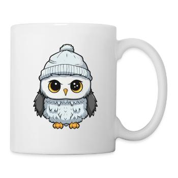 Eule Winter Comic Niedlich - Tasse - Weiß - Rechts