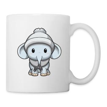 Elefant Winter Comic Niedlich - Tasse - Weiß - Rechts