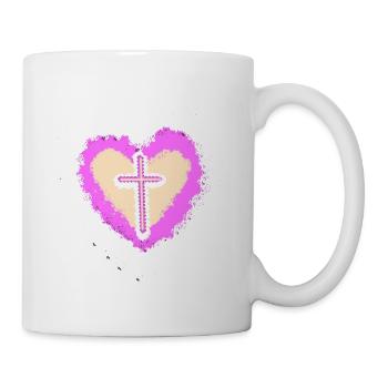 coeur religion jésus croix croix dieu christ - Mug blanc - blanc - Droite
