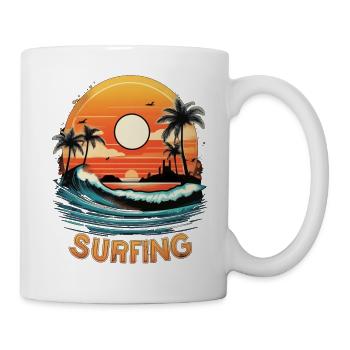 surf plage palmier soleil vacances - Mug blanc - blanc - Droite