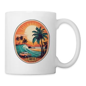 Surfen Strand Palme Sonnenschein Urlaub - Tasse - Weiß - Rechts