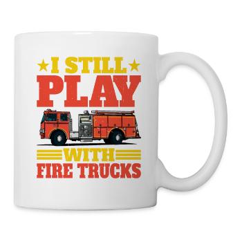 Je joue toujours avec les camions de pompiers 3 - Mug blanc - blanc - Droite