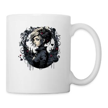 Pretty gothic emo girl - Mug - white - Right