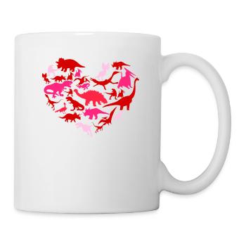 Dinosaur Love Steal Heart Cute Valentine's Day - Mug - white - Right