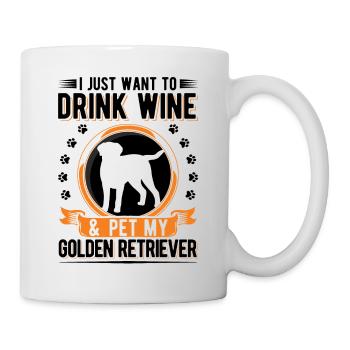 Golden Retriever und Wein - Tasse - Weiß - Rechts