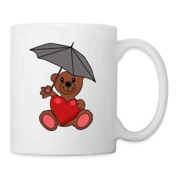 Teddy Bear in Love Heart Umbrella Romance - Mug - white - Right