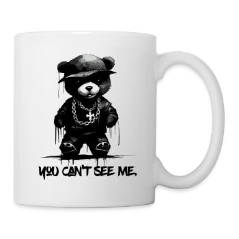 Tu ne peux pas me voir : Drôle d’ours hip-hop - Mug blanc - blanc - Droite