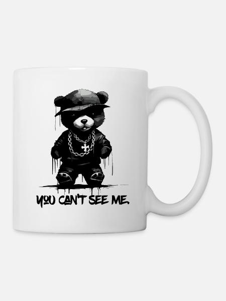 You Can't See Me: Funny Hip-Hop Bear - Mug - white