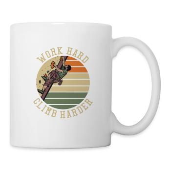 Work Hard Climb Harder, Bouldering, Sport Climbing - Mug - white - Right