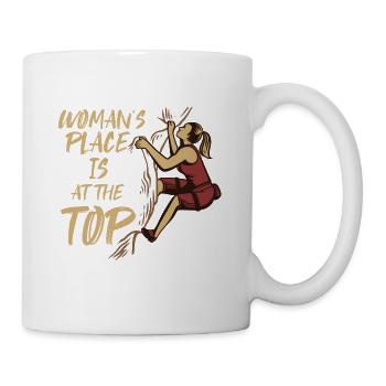 Womans Place est au sommet de l’escalade de vitesse de bloc - Mug blanc - blanc - Droite