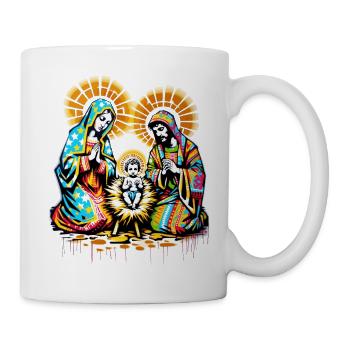 Weihnachtsfamilie | Frohe Weihnachten Jesus Maria - Tasse - Weiß - Rechts