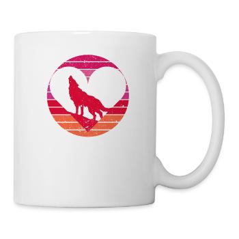 Loup amant drôle Saint-Valentin Vintage mignon - Mug blanc - blanc - Droite