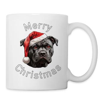 Weihnachtlicher Cane Corso mit Nikolausmütze - Tasse - Weiß - Rechts