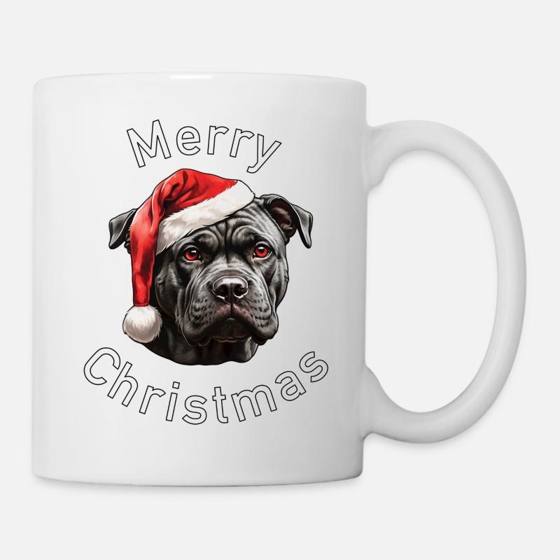 Canne Corso de Noël avec bonnet de Père Noël - Mug blanc - blanc