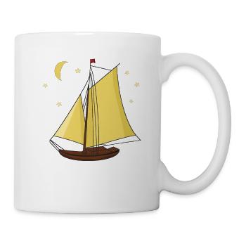 sailboat, boat, ship, seafaring, stars, moon, ahoy - Mug - white - Right