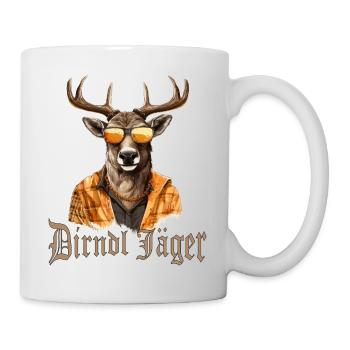 Dirndl Jäger Hirsch mit Sonnenbrille Dorffest - Tasse - Weiß - Rechts