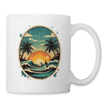Surfing Beach Palm Tree Sunshine Holidays - Mug - white - Right