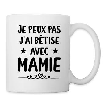 Je Peux Pas J'ai Bêtise Avec Mamie - Mug blanc - blanc - Droite