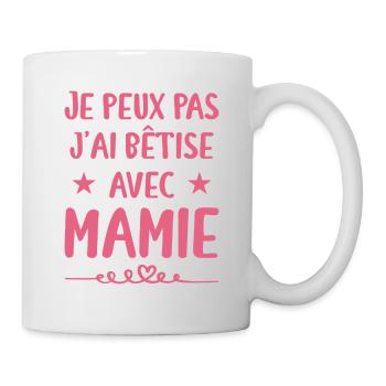 Je Peux Pas J'ai Bêtise Avec Mamie - Mug blanc - blanc - Droite