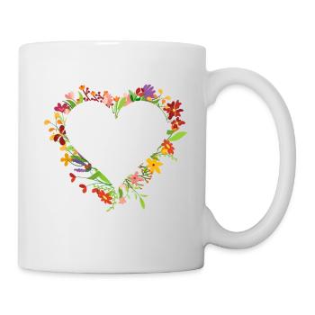 Herz aus Blumen - Tasse - Weiß - Rechts