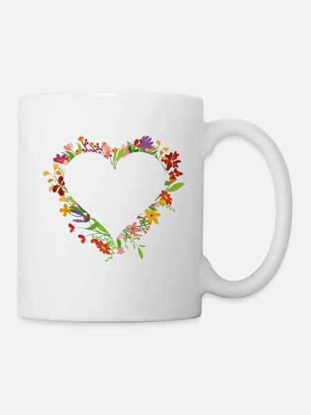 Herz aus Blumen - Tasse - Weiß