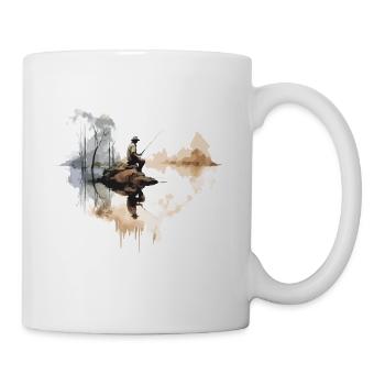 Vintage Angler Motiv Retro Hobby Fischer Angel - Tasse - Weiß - Rechts