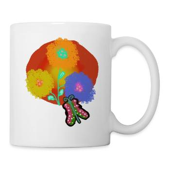 Sommer Sonne Blumen Falter Schmetterling Garten - Tasse - Weiß - Rechts