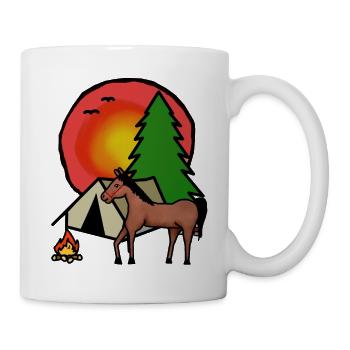 Pferd Camping Reiter Zelt Natur Abenteuer Reiten - Tasse - Weiß - Rechts