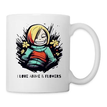 Ich liebe Anime und Blumen - Tasse - Weiß - Rechts