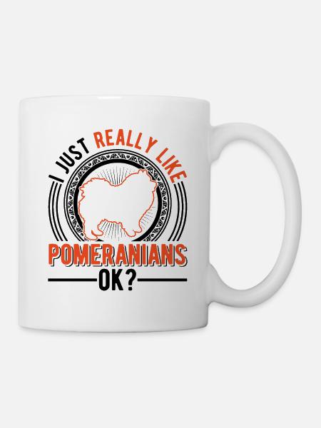 Ich mag einfach Zwergspitz Pomeranian - Tasse - Weiß