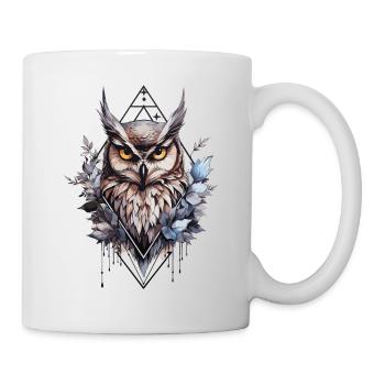 Eule geometrisch - Tasse - Weiß - Rechts