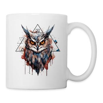 Eule geometrisch - Tasse - Weiß - Rechts