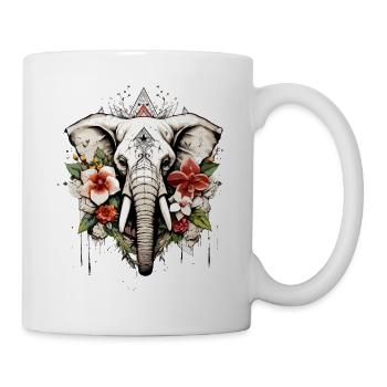 Elefant geometrisch - Tasse - Weiß - Rechts